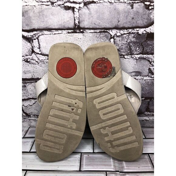 FitFlop White Pearl Shimmer Comfort Thong Sandals Women Sz 7M US/38EU I43-011 - Picture 14 of 16